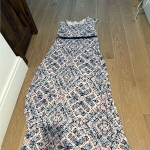 Jessica Simpson Pink and Navy Printed Maxi Dress- MATERNITY